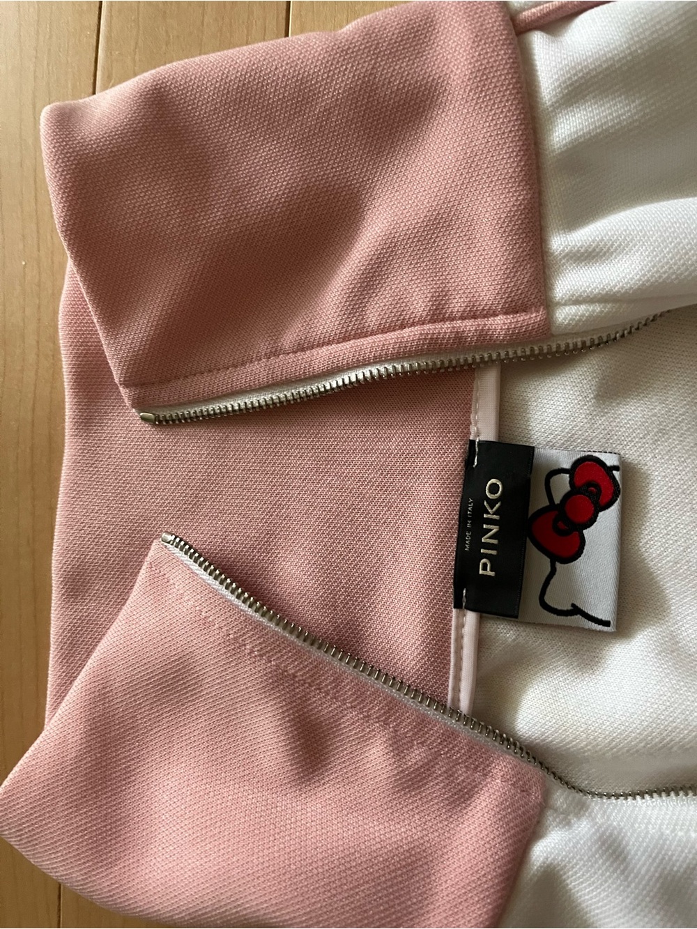 Pinko Pink and White Zip Sporty Jacket with Hello Kitty Patch
